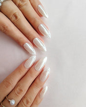 Load image into Gallery viewer, Hand-Painted Pearl Whisper Almond Shaped Nails with Sticky Tabs &amp; Kit A076
