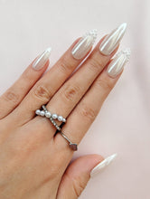 Load image into Gallery viewer, Hand-Painted Pearl Whisper Almond Shaped Nails with Sticky Tabs &amp; Kit A076